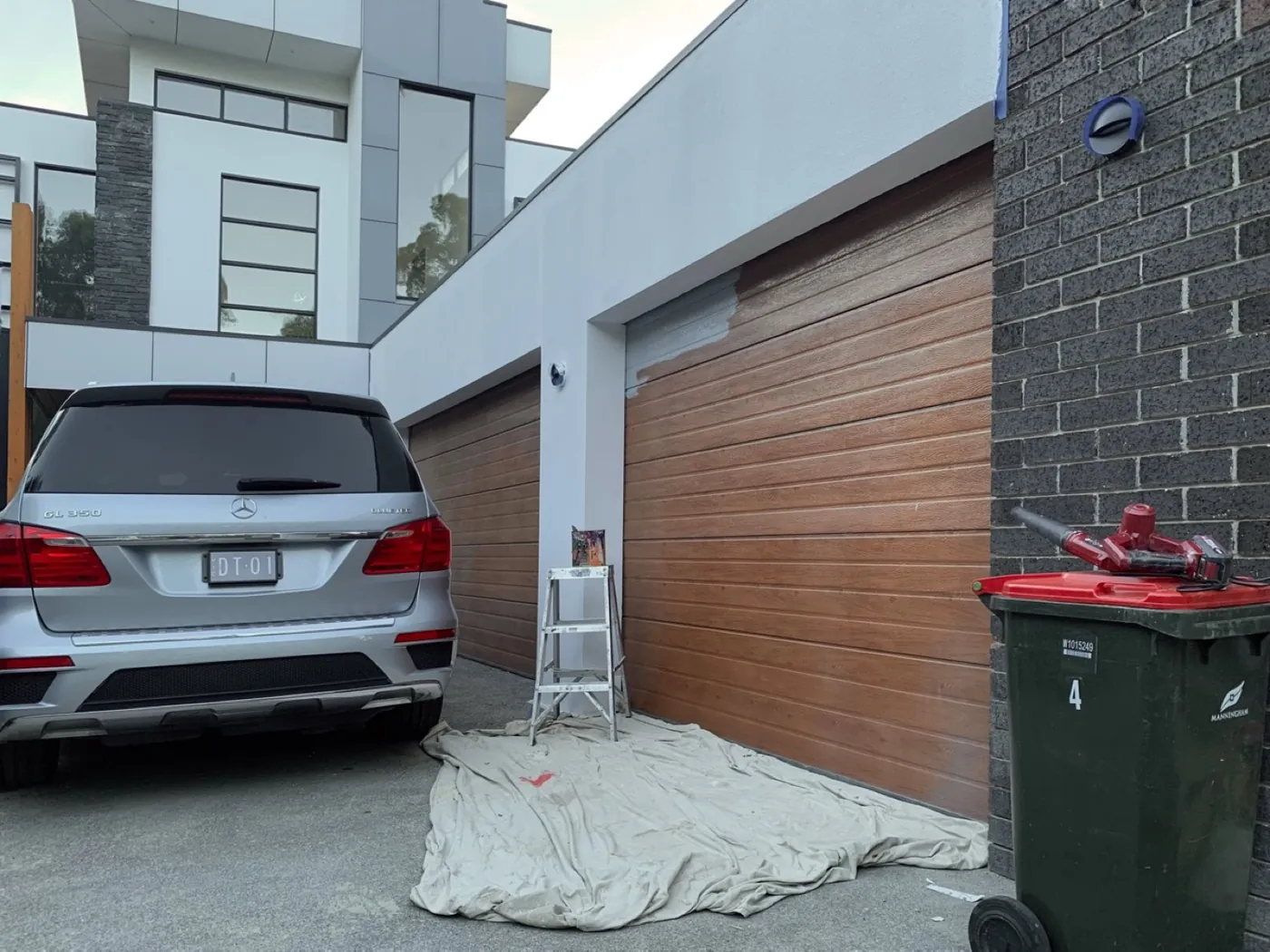 Timber garage door in Donvale before painting
