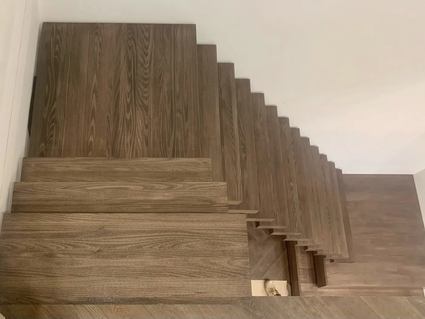 Hardwood staircase stained and sealed