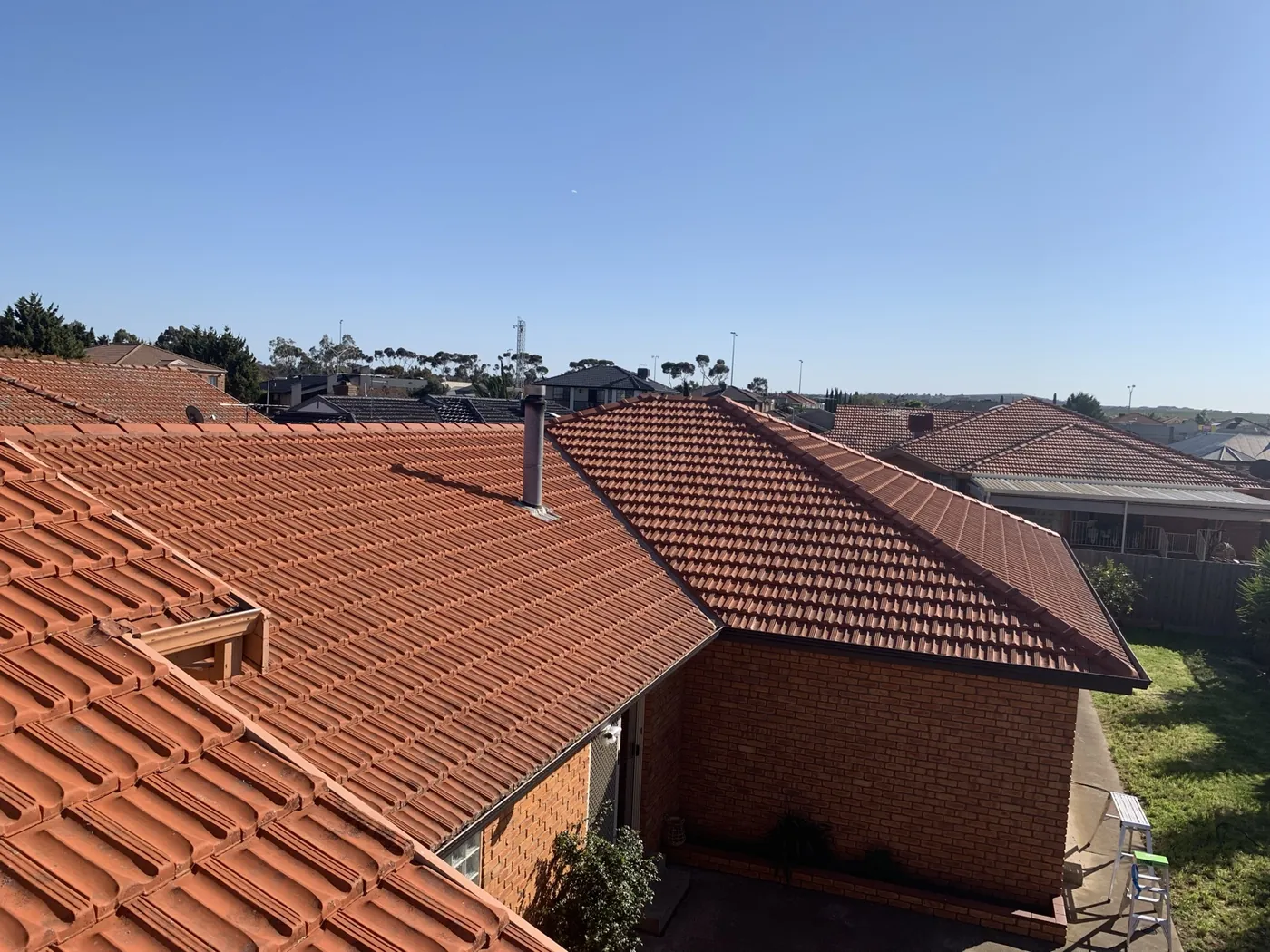 Terracotta tile roof before repainting, Greendale