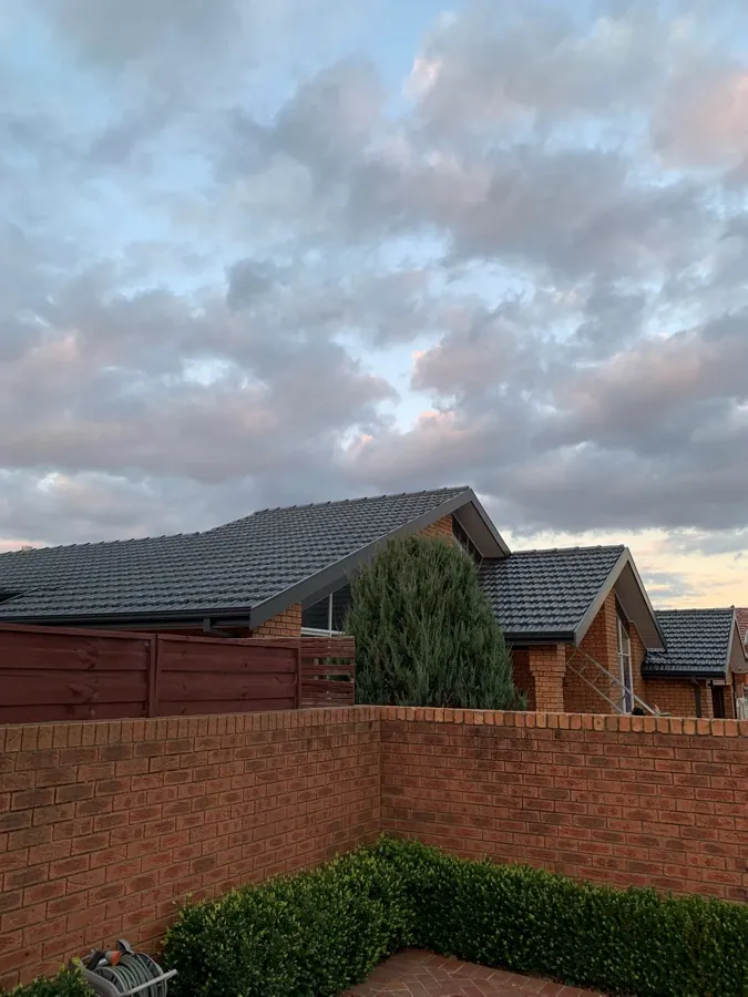 Charcoal tile roof after repainting, Melbourne, Greendale